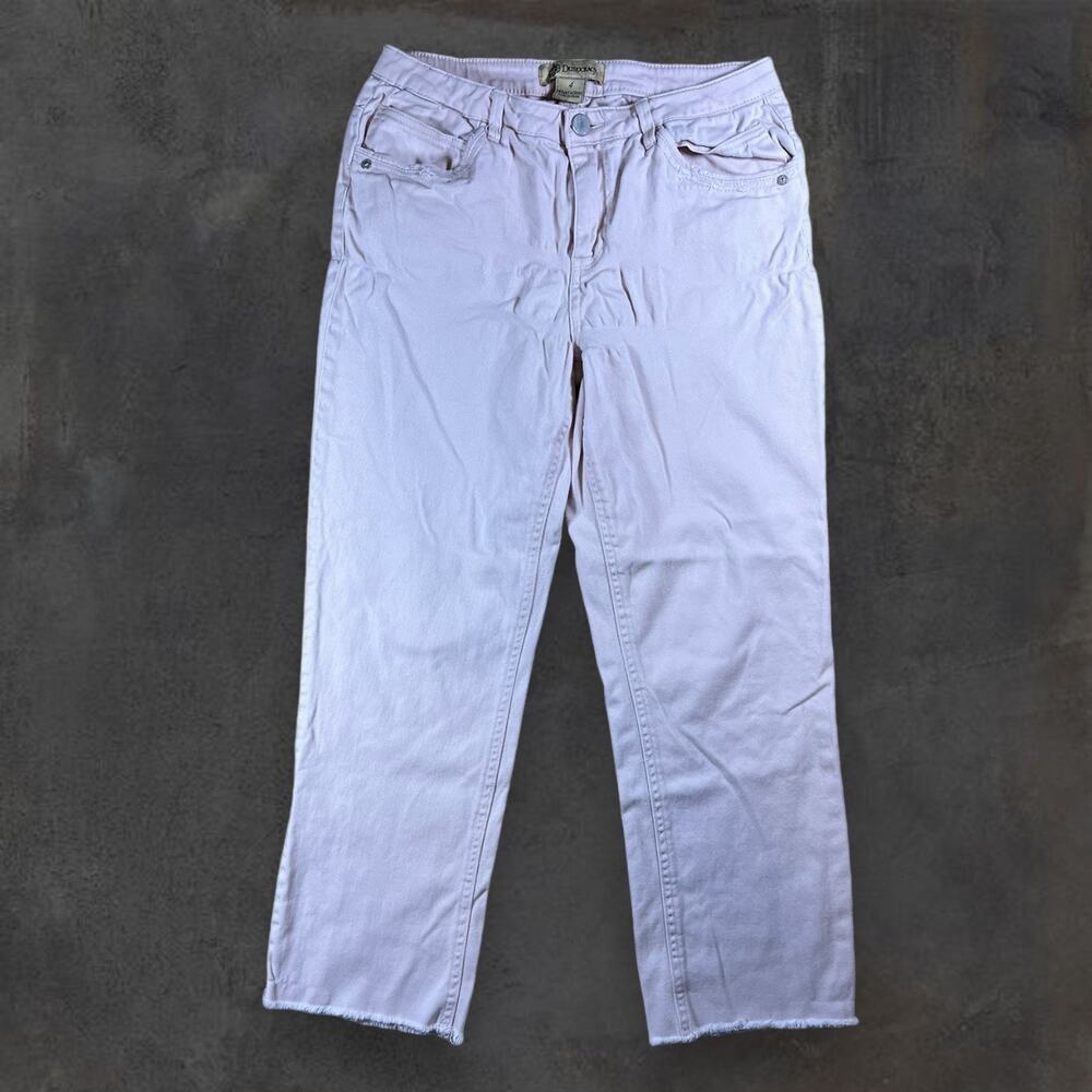 Democracy "Flex"-ellent Light Pink Jeans Woman's 4 Stretch Denim Raw Hem Damaged